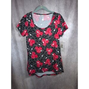 LuLaRoe Classic T XXS Black Red Minnie Mouse Print Short Sleeve Top